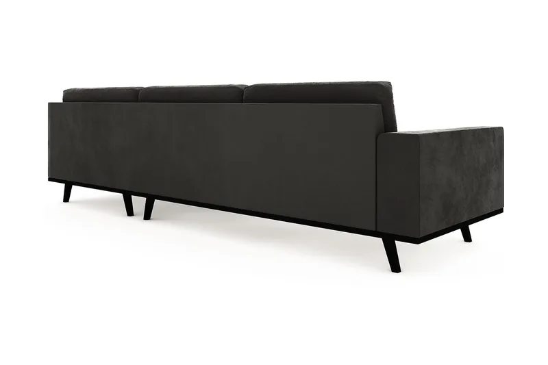 Copenhagen 4-seters Høyrevendt L-formet Sjeselongsofa i Fløyel - Mørk grå - Møbler - Sofaer - Sofa med sjeselong