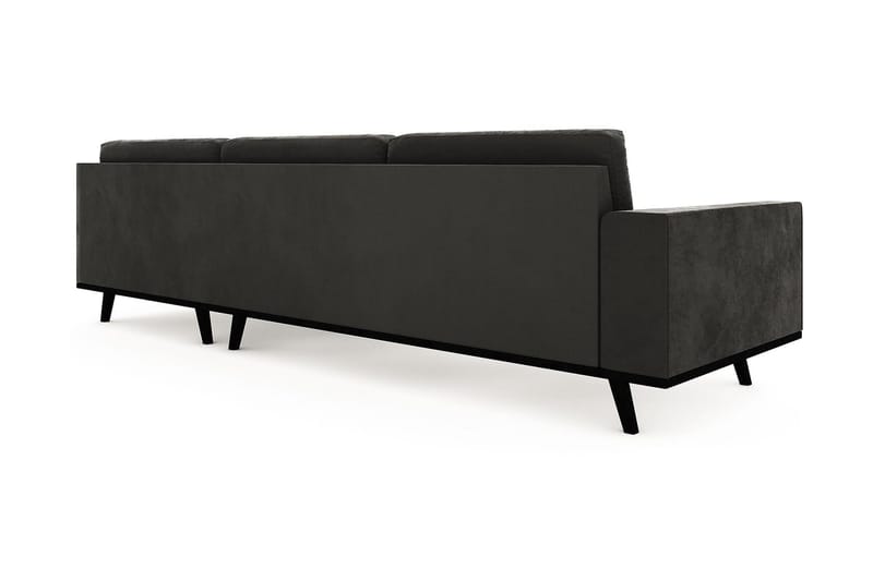 Copenhagen 4-seters Høyrevendt L-formet Sjeselongsofa i Fløyel - Mørk grå - Møbler - Sofaer - Sofa med sjeselong
