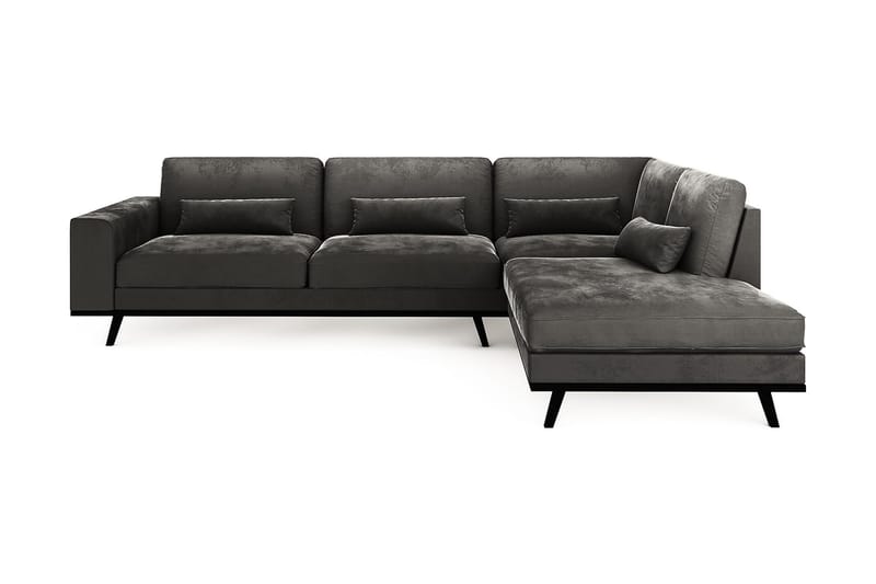 Copenhagen 4-seters Høyrevendt L-formet Sjeselongsofa i Fløyel - Mørk grå - Møbler - Sofaer - Sofa med sjeselong