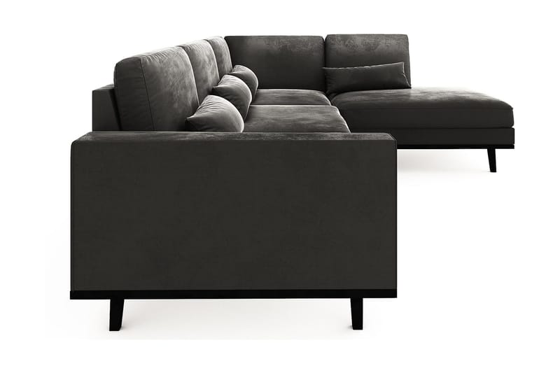 Copenhagen 4-seters Høyrevendt L-formet Sjeselongsofa i Fløyel - Mørk grå - Møbler - Sofaer - Sofa med sjeselong
