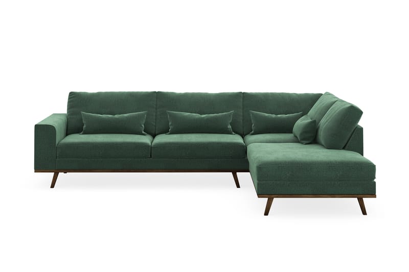 Copenhagen 4-seters Høyrevendt L-formet Sjeselongsofa i Fløyel - Mørk grønn - Møbler - Sofaer - Sofa med sjeselong