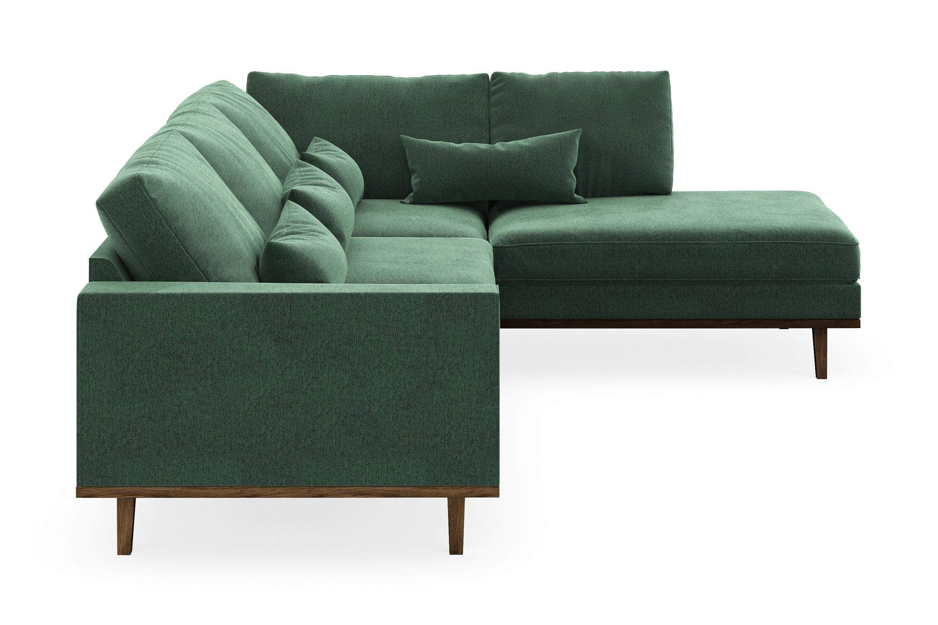 Copenhagen 4-seters Høyrevendt L-formet Sjeselongsofa i Fløyel - Mørk grønn - Møbler - Sofaer - Sofa med sjeselong