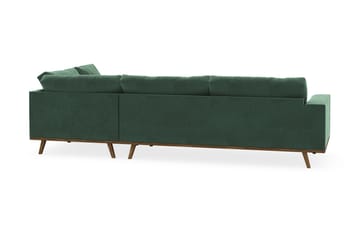 Copenhagen 4-seters Høyrevendt L-formet Sjeselongsofa i Fløyel - Mørk grønn - Møbler - Sofaer - Sofa med sjeselong