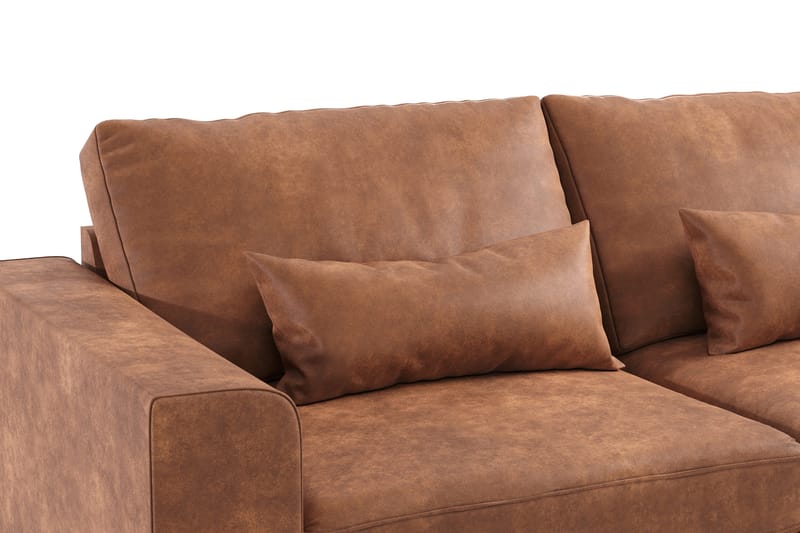 Copenhagen 4-seters Høyrevendt L-formet Sjeselongsofa i Kunstlær - Brun - Møbler - Sofaer - Sofa med sjeselong