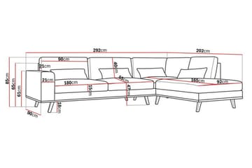 Copenhagen 4-seters Høyrevendt L-formet Sjeselongsofa i Kunstlær - Brun - Møbler - Sofaer - Sofa med sjeselong