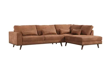 Copenhagen 4-seters Høyrevendt L-formet Sjeselongsofa i Kunstlær - Brun - Møbler - Sofaer - Sofa med sjeselong