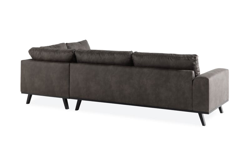 Copenhagen 4-seters Høyrevendt L-formet Sjeselongsofa i Kunstlær - Mørk grå - Møbler - Sofaer - Sofa med sjeselong