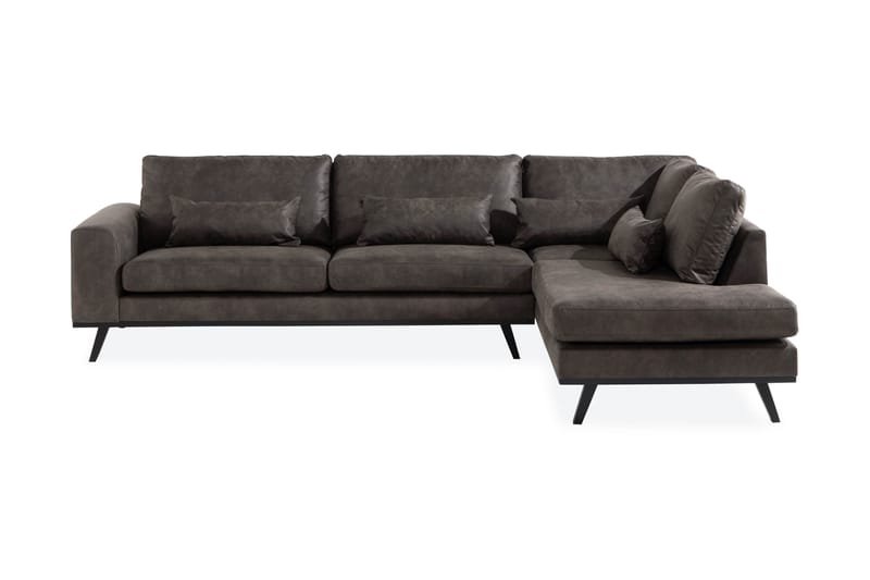Copenhagen 4-seters Høyrevendt L-formet Sjeselongsofa i Kunstlær - Mørk grå - Møbler - Sofaer - Sofa med sjeselong