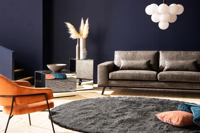 Copenhagen 4-seters Høyrevendt L-formet Sjeselongsofa i Kunstlær - Mørk grå - Møbler - Sofaer - Sofa med sjeselong