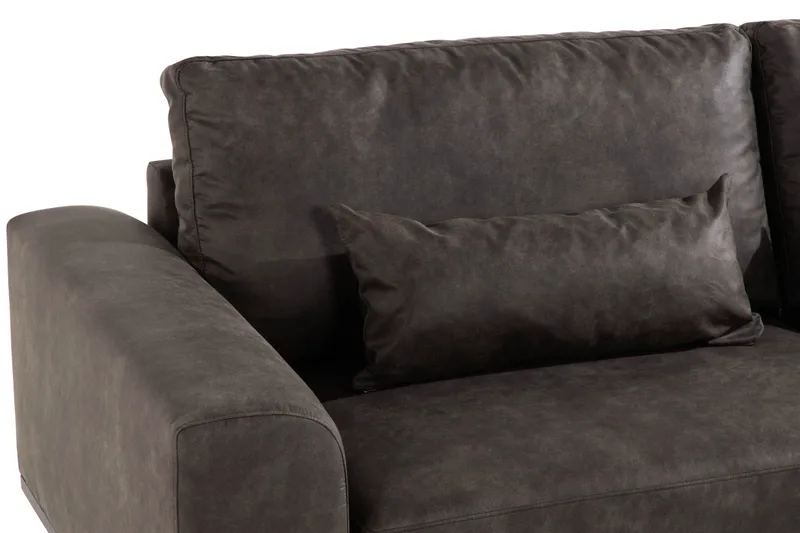 Copenhagen 4-seters Høyrevendt L-formet Sjeselongsofa i Kunstlær - Mørk grå - Møbler - Sofaer - Sofa med sjeselong