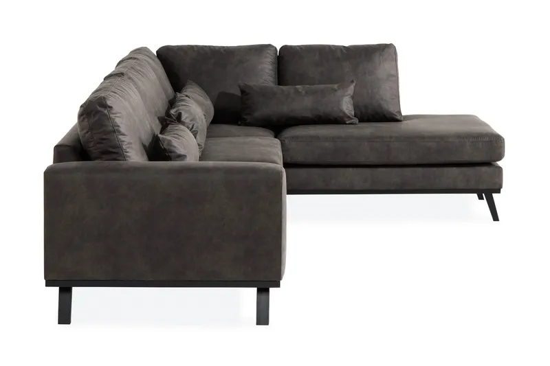 Copenhagen 4-seters Høyrevendt L-formet Sjeselongsofa i Kunstlær - Mørk grå - Møbler - Sofaer - Sofa med sjeselong