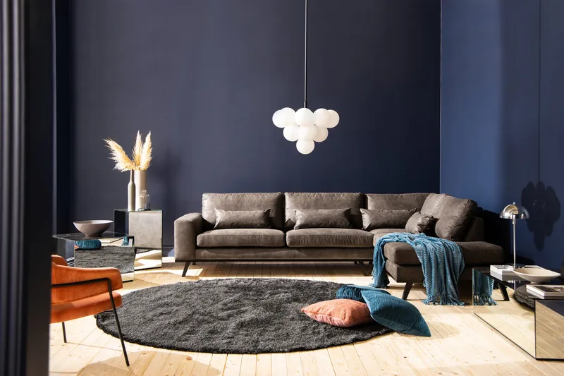 Copenhagen 4-seters Høyrevendt L-formet Sjeselongsofa i Kunstlær - Mørk grå - Møbler - Sofaer - Sofa med sjeselong