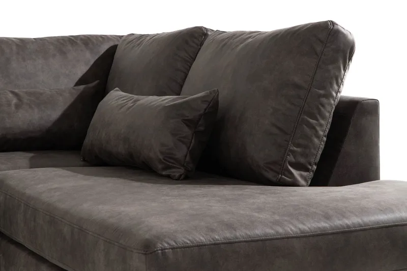Copenhagen 4-seters Høyrevendt L-formet Sjeselongsofa i Kunstlær - Mørk grå - Møbler - Sofaer - Sofa med sjeselong