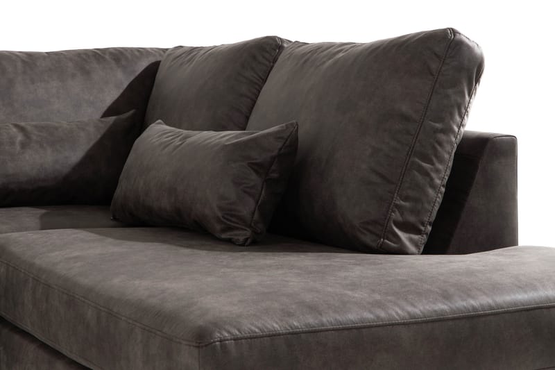 Copenhagen 4-seters Høyrevendt L-formet Sjeselongsofa i Kunstlær - Mørk grå - Møbler - Sofaer - Sofa med sjeselong