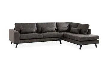 Copenhagen 4-seters Høyrevendt L-formet Sjeselongsofa i Kunstlær - Mørk grå - Møbler - Sofaer - Sofa med sjeselong