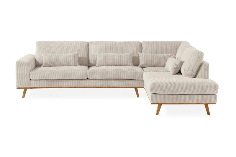 Copenhagen 4-seters Høyrevendt L-formet Sjeselongsofa i Manchester - Beige - Møbler - Sofaer - Sofa med sjeselong