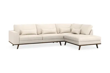 Copenhagen 4-seters Høyrevendt L-formet Sjeselongsofa i Manchester - Beige - Møbler - Sofaer - Sofa med sjeselong