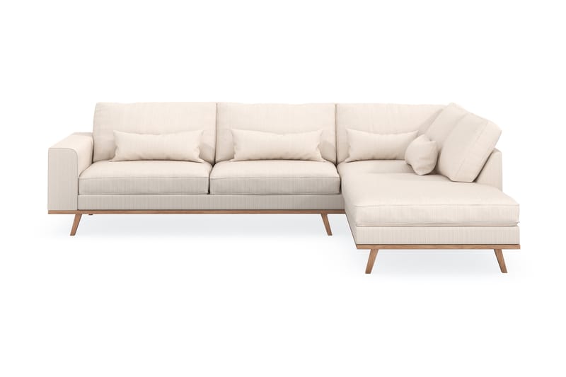Copenhagen 4-seters Høyrevendt L-formet Sjeselongsofa i Manchester - Beige - Møbler - Sofaer - Sofa med sjeselong
