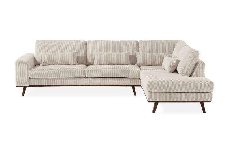 Copenhagen 4-seters Høyrevendt L-formet Sjeselongsofa i Manchester - Beige - Møbler - Sofaer - Sofa med sjeselong
