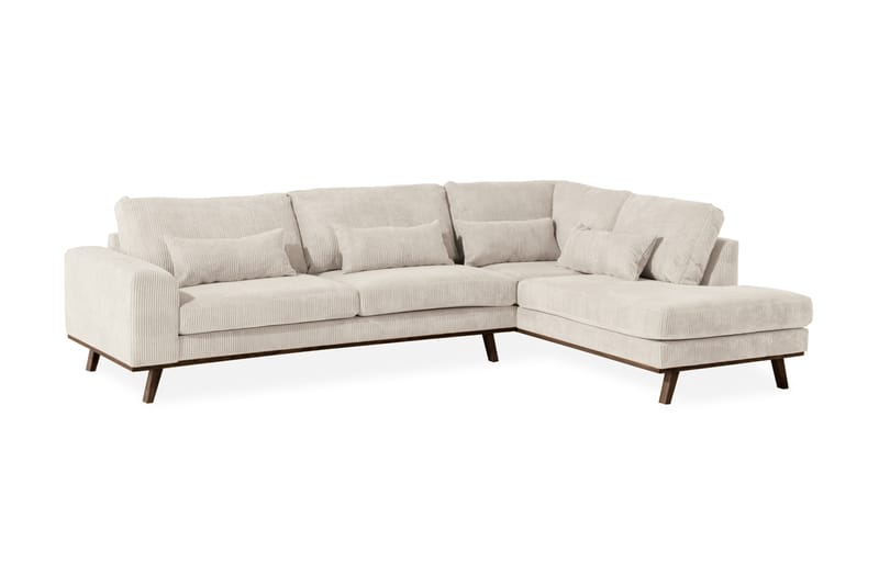 Copenhagen 4-seters Høyrevendt L-formet Sjeselongsofa i Manchester - Beige - Møbler - Sofaer - Sofa med sjeselong