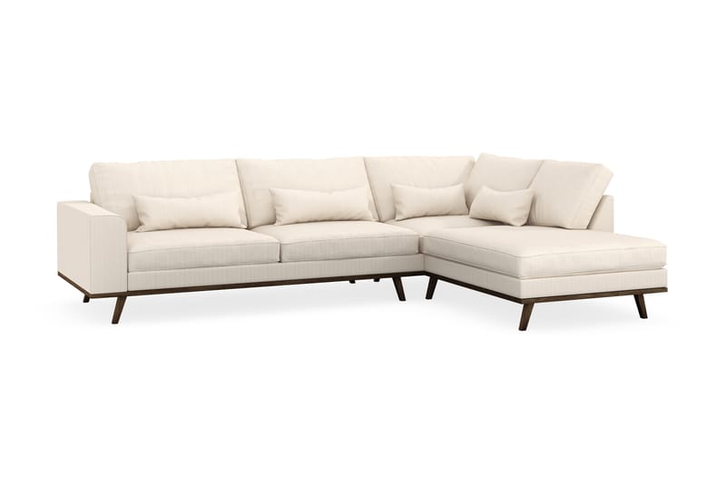 Copenhagen 4-seters Høyrevendt L-formet Sjeselongsofa i Manchester - Beige - Møbler - Sofaer - Sofa med sjeselong