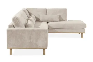 Copenhagen 4-seters Høyrevendt L-formet Sjeselongsofa i Manchester - Beige - Møbler - Sofaer - Sofa med sjeselong