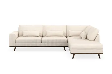 Copenhagen 4-seters Høyrevendt L-formet Sjeselongsofa i Manchester - Beige - Møbler - Sofaer - Sofa med sjeselong