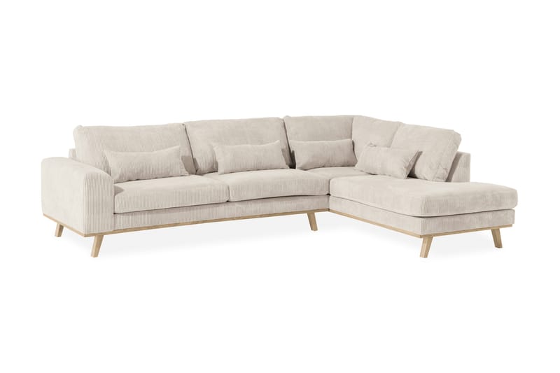 Copenhagen 4-seters Høyrevendt L-formet Sjeselongsofa i Manchester - Beige - Møbler - Sofaer - Sofa med sjeselong