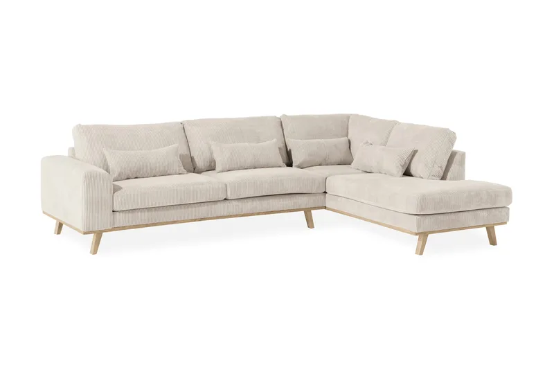 Copenhagen 4-seters Høyrevendt L-formet Sjeselongsofa i Manchester - Beige - Møbler - Sofaer - Sofa med sjeselong