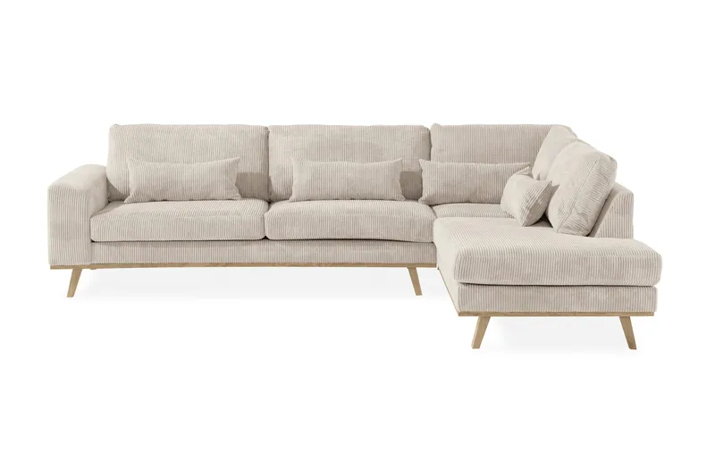 Copenhagen 4-seters Høyrevendt L-formet Sjeselongsofa i Manchester - Beige - Møbler - Sofaer - Sofa med sjeselong
