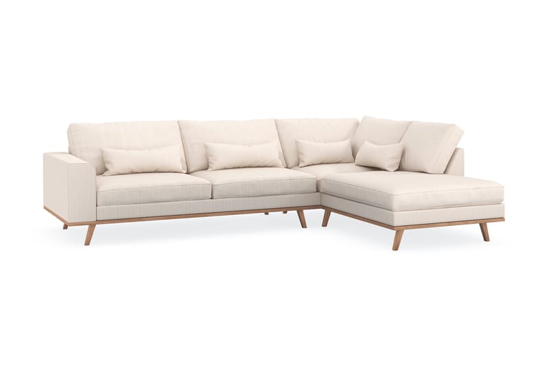 Copenhagen 4-seters Høyrevendt L-formet Sjeselongsofa i Manchester - Beige - Møbler - Sofaer - Sofa med sjeselong