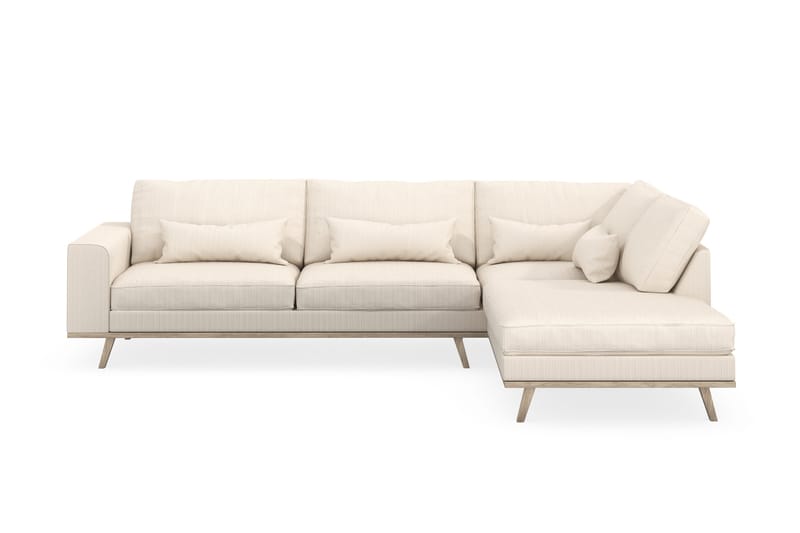 Copenhagen 4-seters Høyrevendt L-formet Sjeselongsofa i Manchester - Beige - Møbler - Sofaer - Sofa med sjeselong
