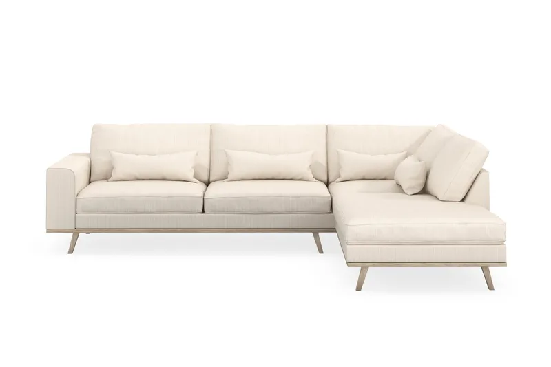 Copenhagen 4-seters Høyrevendt L-formet Sjeselongsofa i Manchester - Beige - Møbler - Sofaer - Sofa med sjeselong