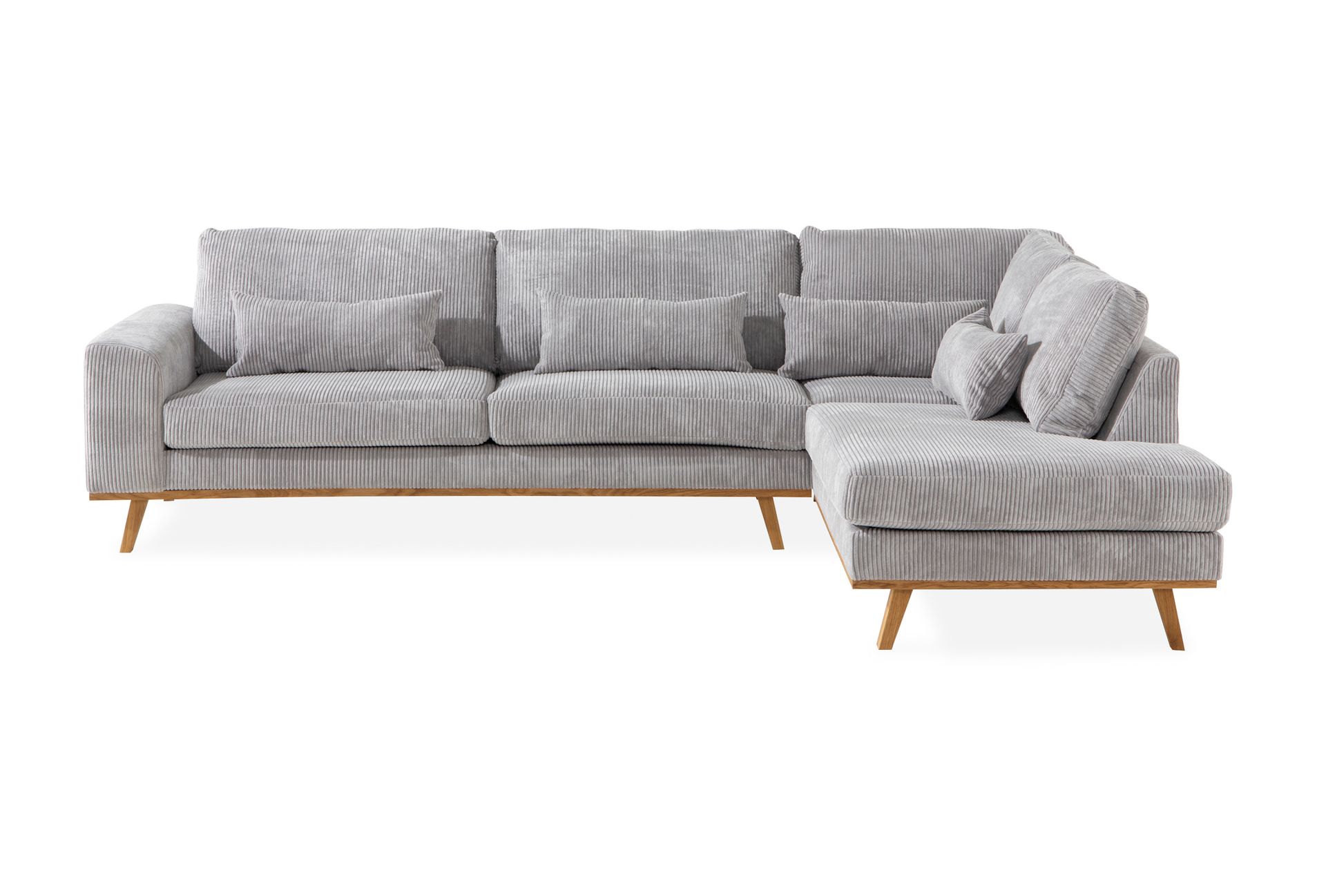 Copenhagen 4-seters Høyrevendt L-formet Sjeselongsofa i Manchester - Lys grå - Møbler - Sofaer - Sofa med sjeselong