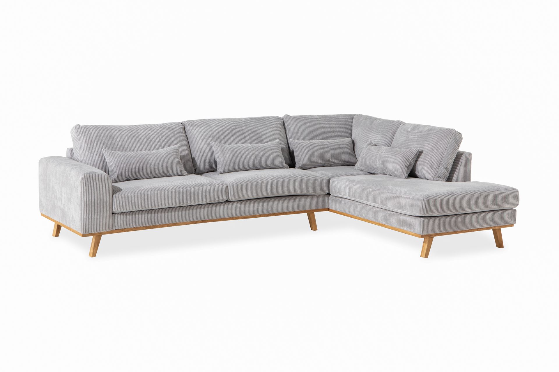 Copenhagen 4-seters Høyrevendt L-formet Sjeselongsofa i Manchester - Lys grå - Møbler - Sofaer - Sofa med sjeselong