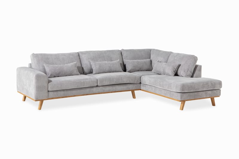 Copenhagen 4-seters Høyrevendt L-formet Sjeselongsofa i Manchester - Lys grå - Møbler - Sofaer - Sofa med sjeselong