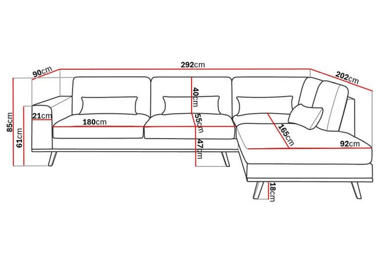 Copenhagen 4-seters Høyrevendt L-formet Sjeselongsofa i Manchester - Lys grå - Møbler - Sofaer - Sofa med sjeselong