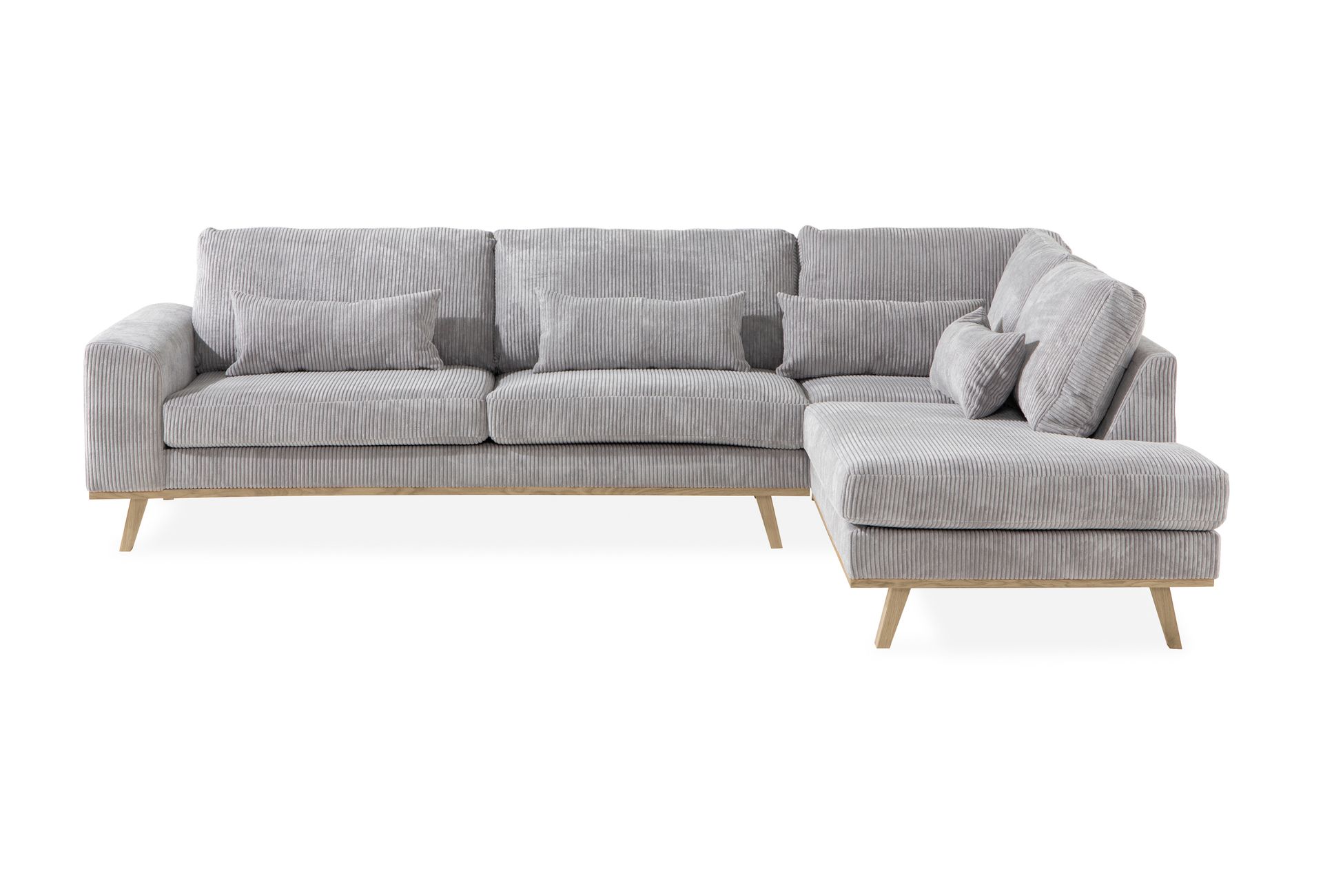 Copenhagen 4-seters Høyrevendt L-formet Sjeselongsofa i Manchester - Lys grå - Møbler - Sofaer - Sofa med sjeselong