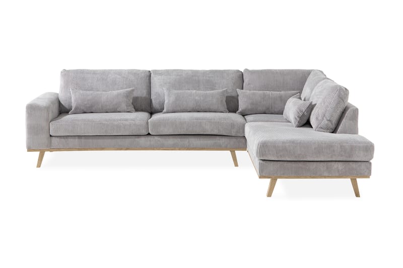 Copenhagen 4-seters Høyrevendt L-formet Sjeselongsofa i Manchester - Lys grå - Møbler - Sofaer - Sofa med sjeselong