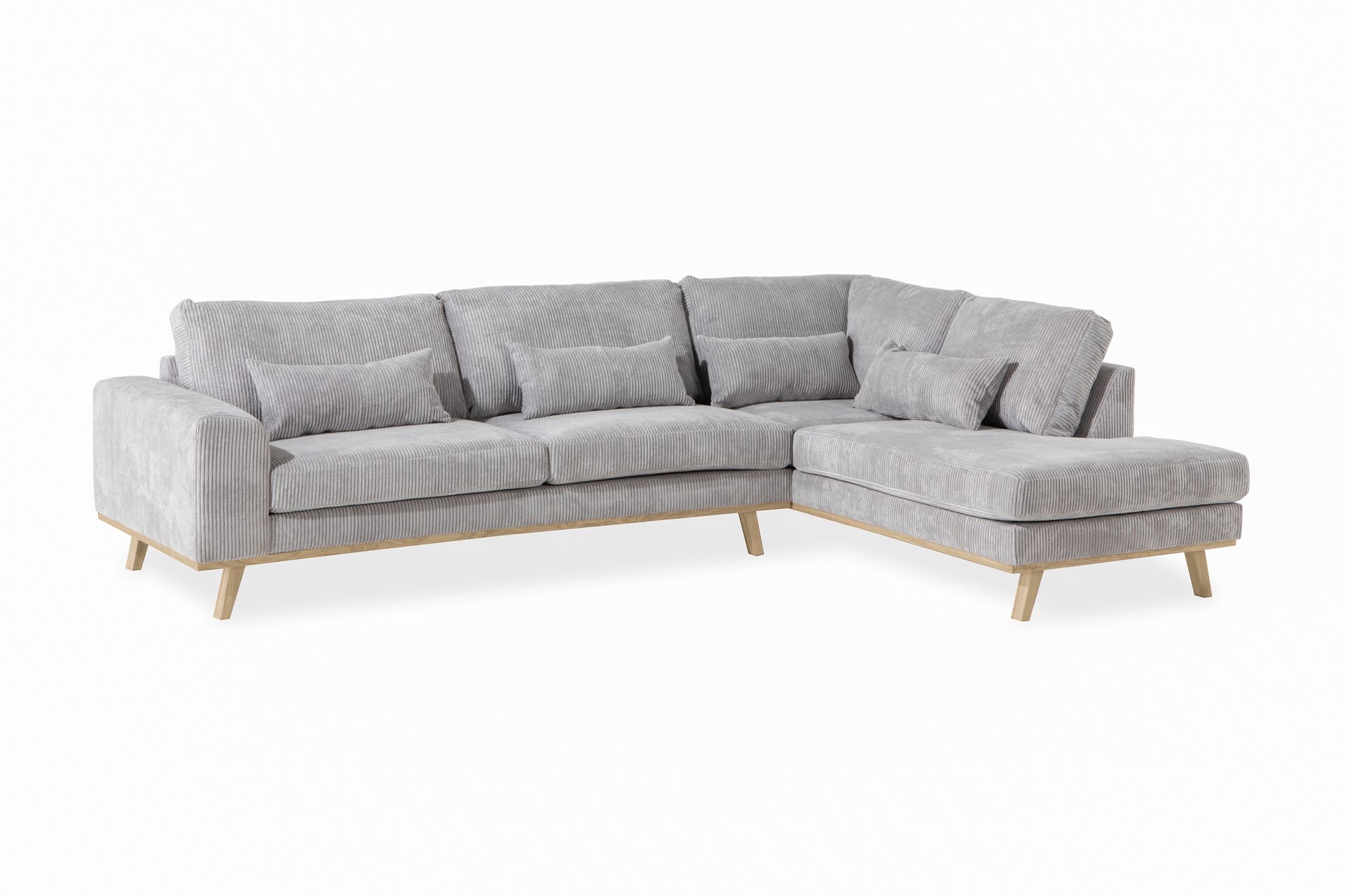 Copenhagen 4-seters Høyrevendt L-formet Sjeselongsofa i Manchester - Lys grå - Møbler - Sofaer - Sofa med sjeselong