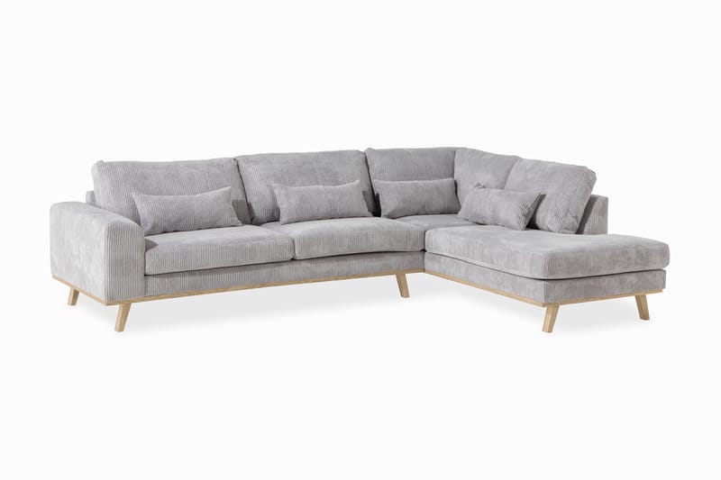 Copenhagen 4-seters Høyrevendt L-formet Sjeselongsofa i Manchester - Lys grå - Møbler - Sofaer - Sofa med sjeselong