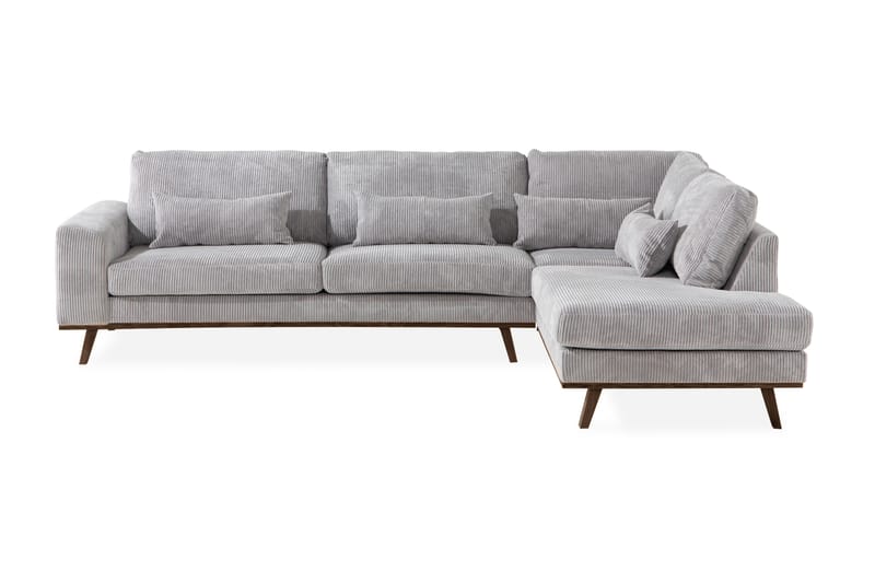 Copenhagen 4-seters Høyrevendt L-formet Sjeselongsofa i Manchester - Lys grå - Møbler - Sofaer - Sofa med sjeselong
