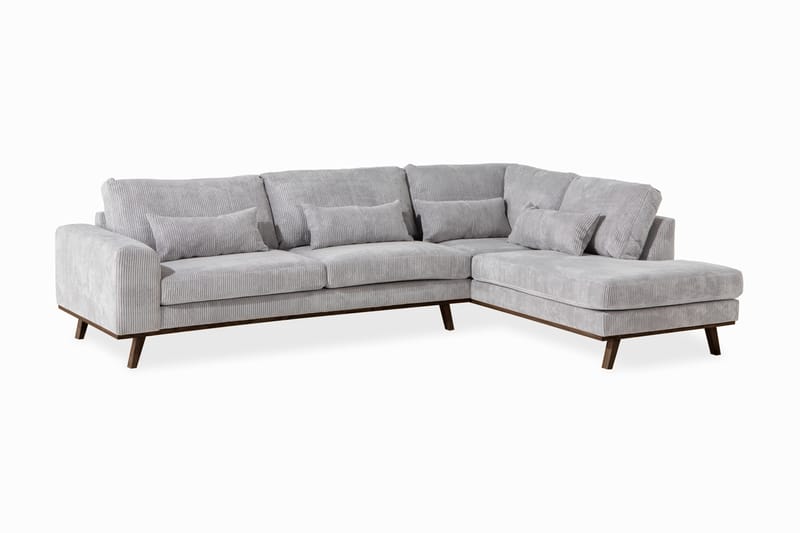 Copenhagen 4-seters Høyrevendt L-formet Sjeselongsofa i Manchester - Lys grå - Møbler - Sofaer - Sofa med sjeselong