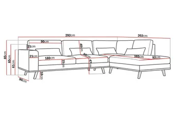 Copenhagen 4-seters Høyrevendt L-formet Sjeselongsofa i Manchester - Lys grå - Møbler - Sofaer - Sofa med sjeselong