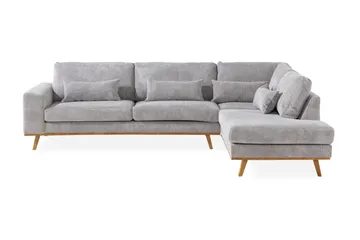 Copenhagen 4-seters Høyrevendt L-formet Sjeselongsofa i Manchester - Lys grå - Møbler - Sofaer - Sofa med sjeselong