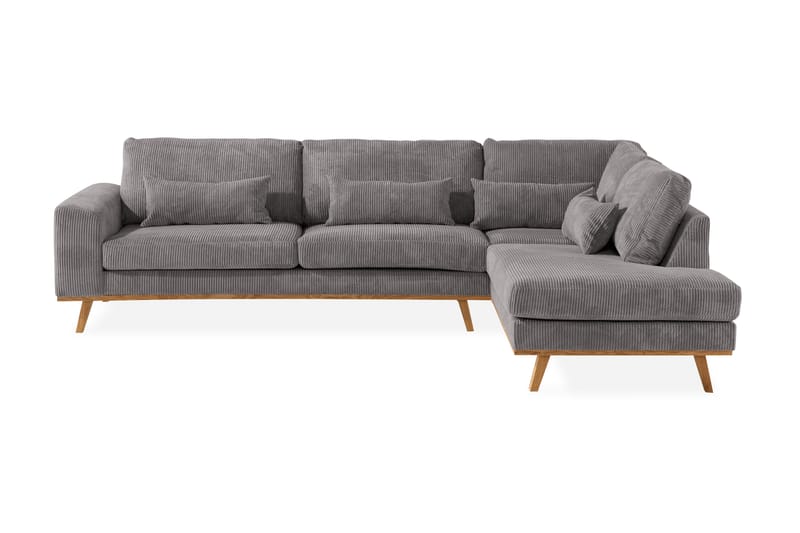 Copenhagen 4-seters Høyrevendt L-formet Sjeselongsofa i Manchester - Mørk grå - Møbler - Sofaer - Sofa med sjeselong