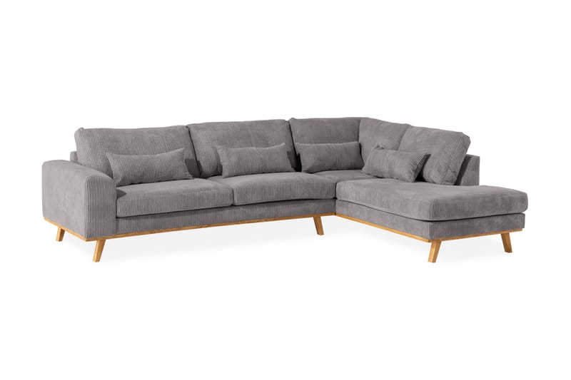 Copenhagen 4-seters Høyrevendt L-formet Sjeselongsofa i Manchester - Mørk grå - Møbler - Sofaer - Sofa med sjeselong