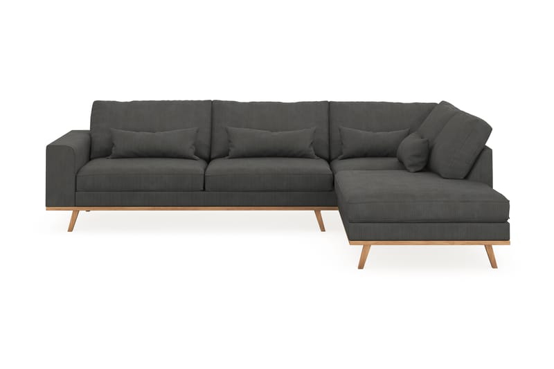 Copenhagen 4-seters Høyrevendt L-formet Sjeselongsofa i Manchester - Mørk grå - Møbler - Sofaer - Sofa med sjeselong