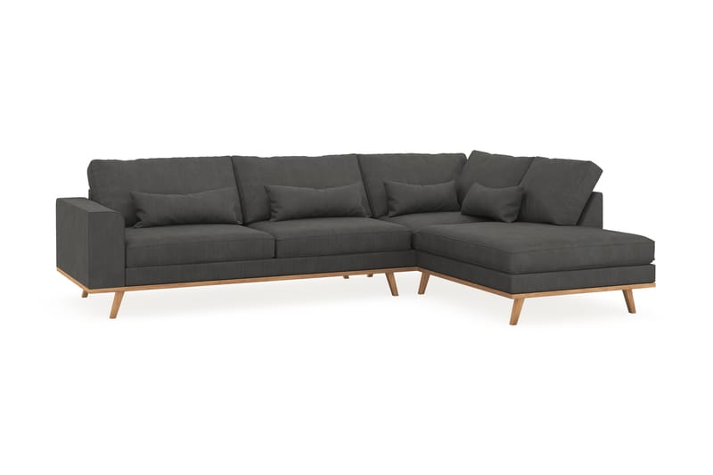 Copenhagen 4-seters Høyrevendt L-formet Sjeselongsofa i Manchester - Mørk grå - Møbler - Sofaer - Sofa med sjeselong