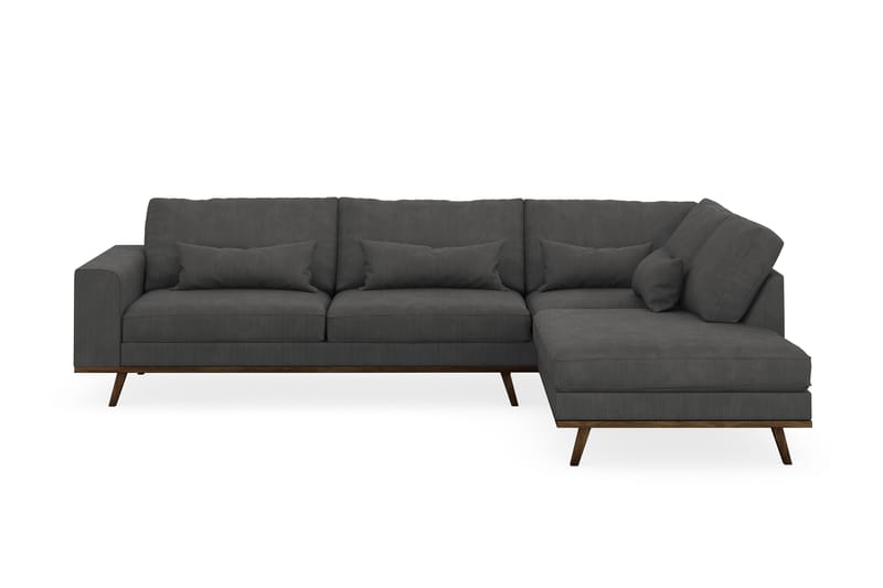 Copenhagen 4-seters Høyrevendt L-formet Sjeselongsofa i Manchester - Mørk grå - Møbler - Sofaer - Sofa med sjeselong